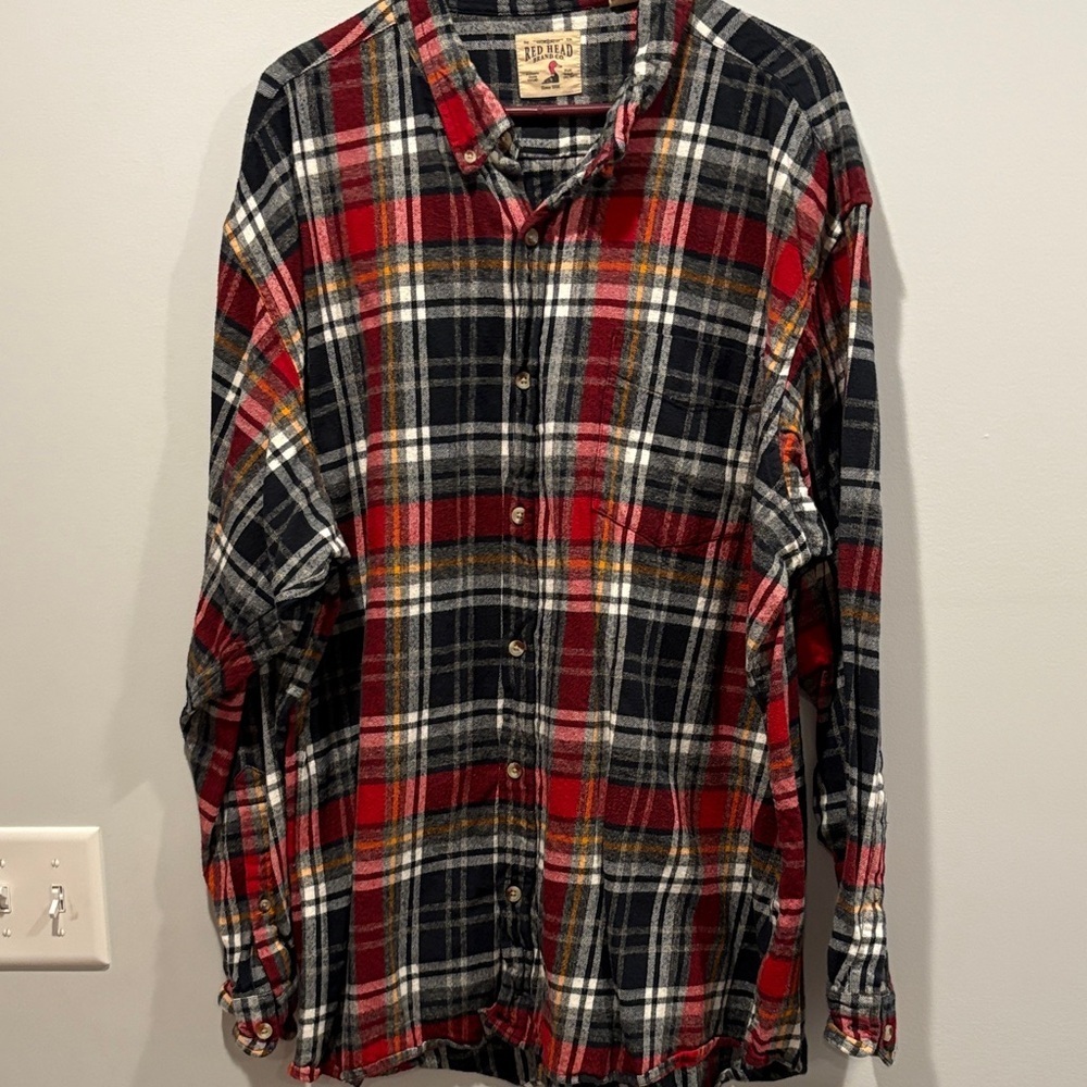 Best for 2x RedHead Men's Casual Plaid Button Down Shirt - Red, Black, White